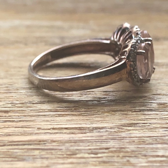 💕PRICE ⬇️ Rose Gold Morganite Oval Pave Ring Sz 8 - Picture 5 of 7